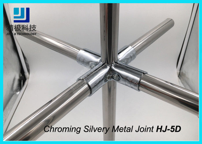Worktable Chrome Pipe Connectors 5 Way Universal Metal Pipe Joints Union