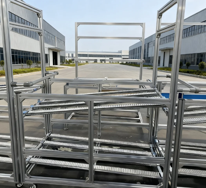 Top Frame Multi-functional Aluminum Profile Smooth Flexible Turnover Rack Universal And Expandable Tooling Rack For The Entire Production Line